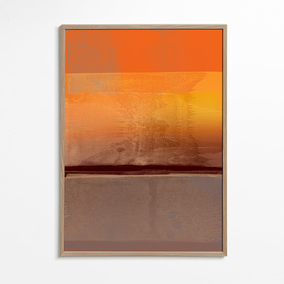 Abstracte poster met oranje en bruine banden