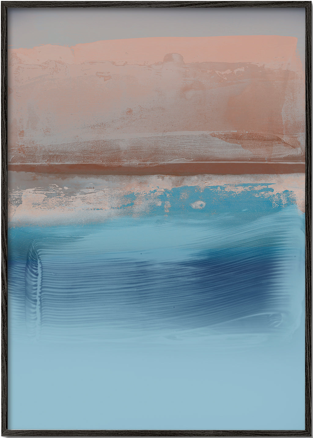 Abstract kunstwerk in blauwe en aardlagen