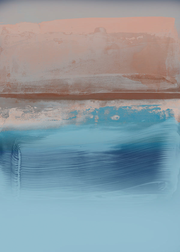 Abstract kunstwerk in blauwe en aardlagen