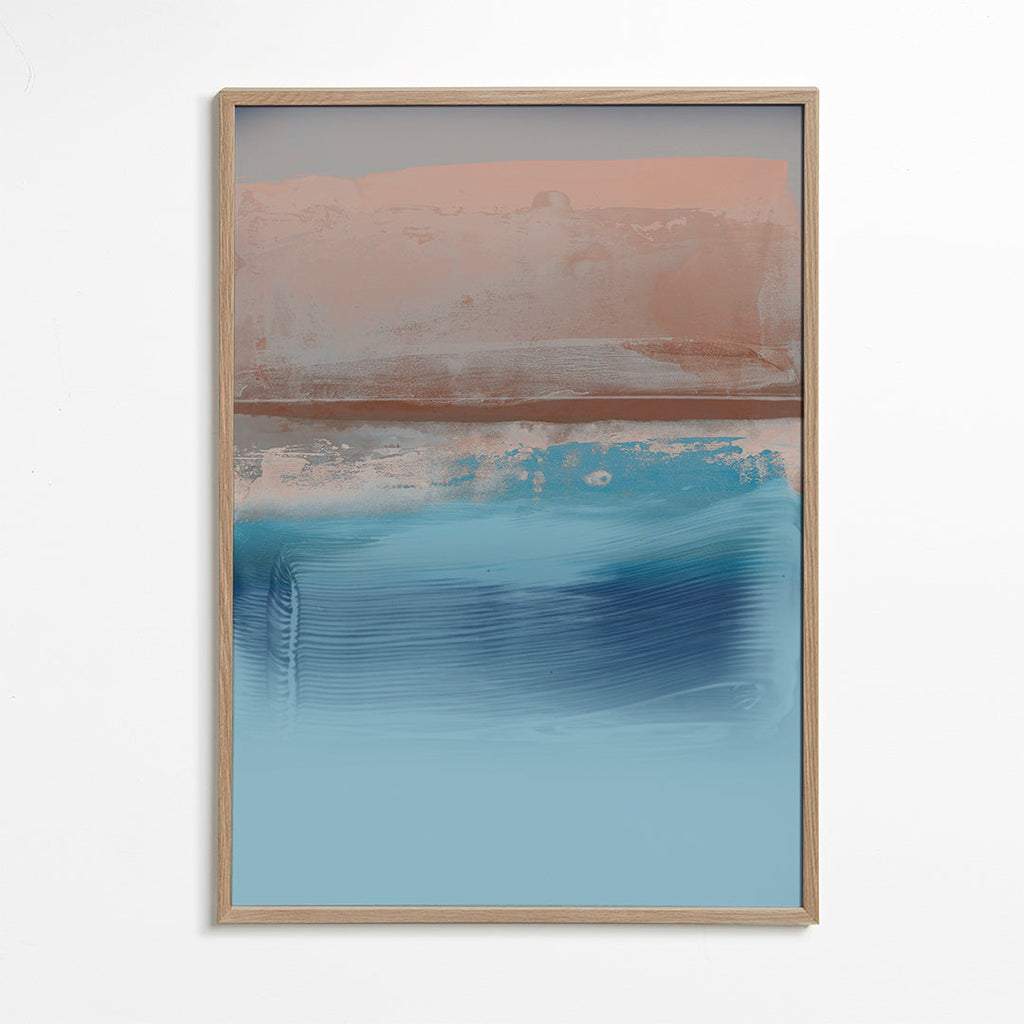 Abstract kunstwerk in blauwe en aardlagen