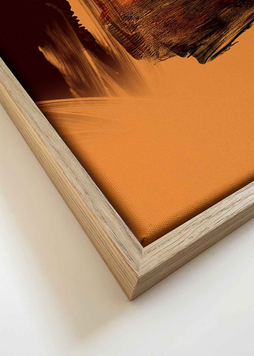 Abstracte kunst in oranje en rood met picturale streken