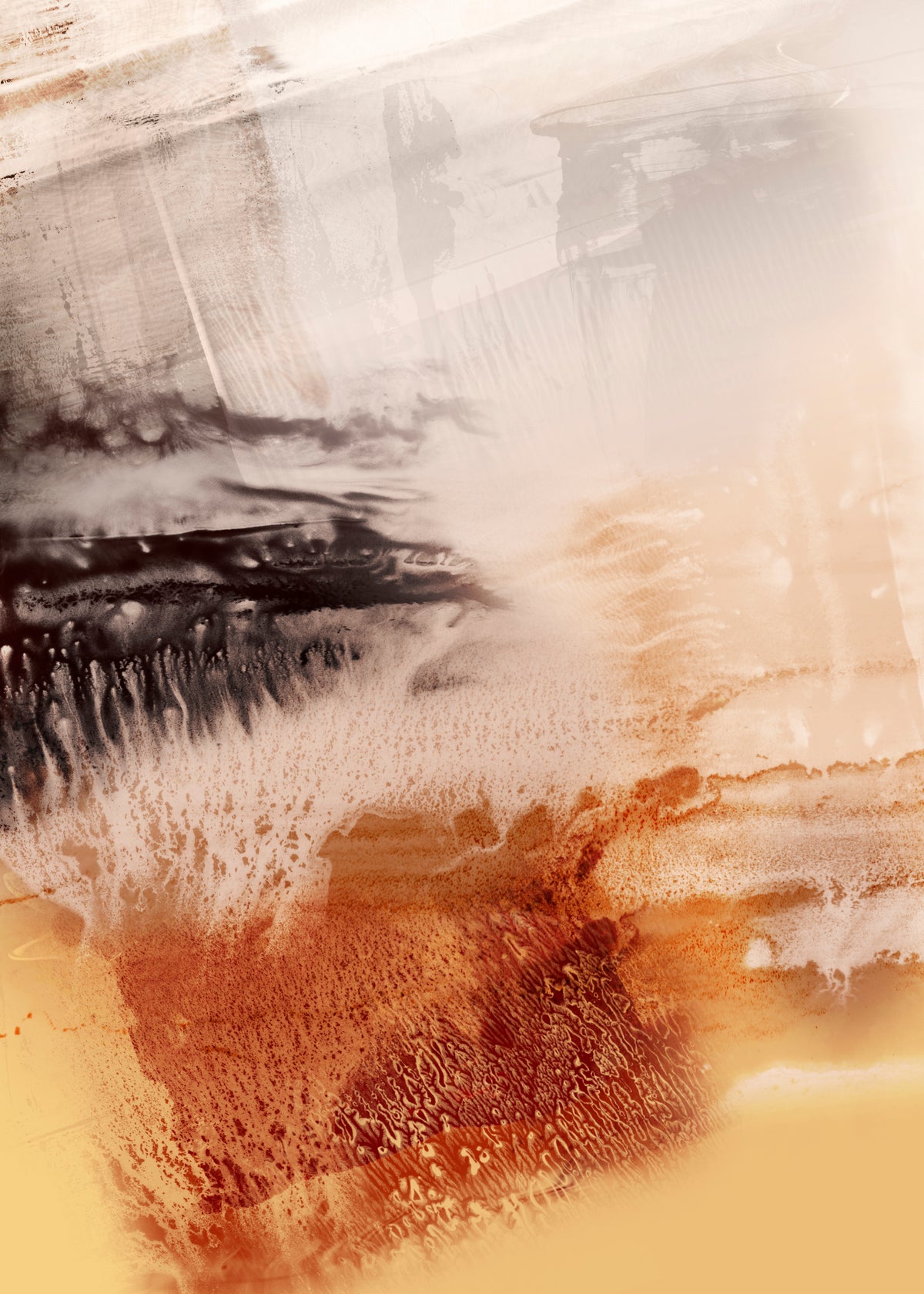 Organic Texture Abstract Yellow & Brown - Unframed art print