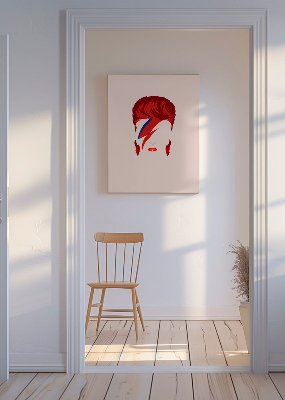 Pop-portretillustratie met bliksemsignatuur