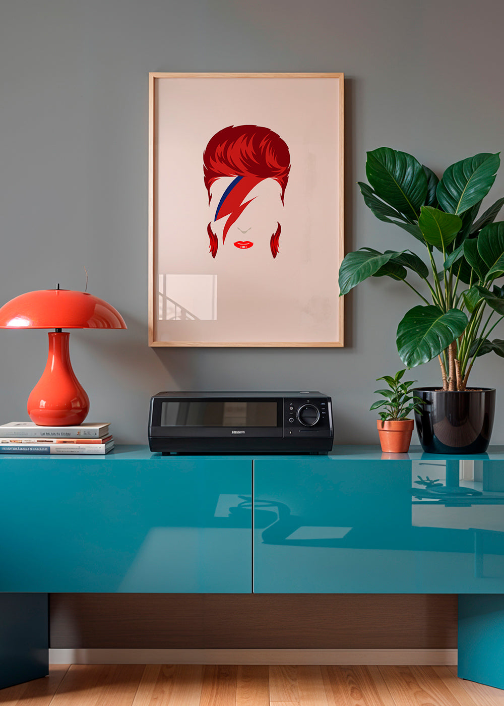 Pop-portretillustratie met bliksemsignatuur