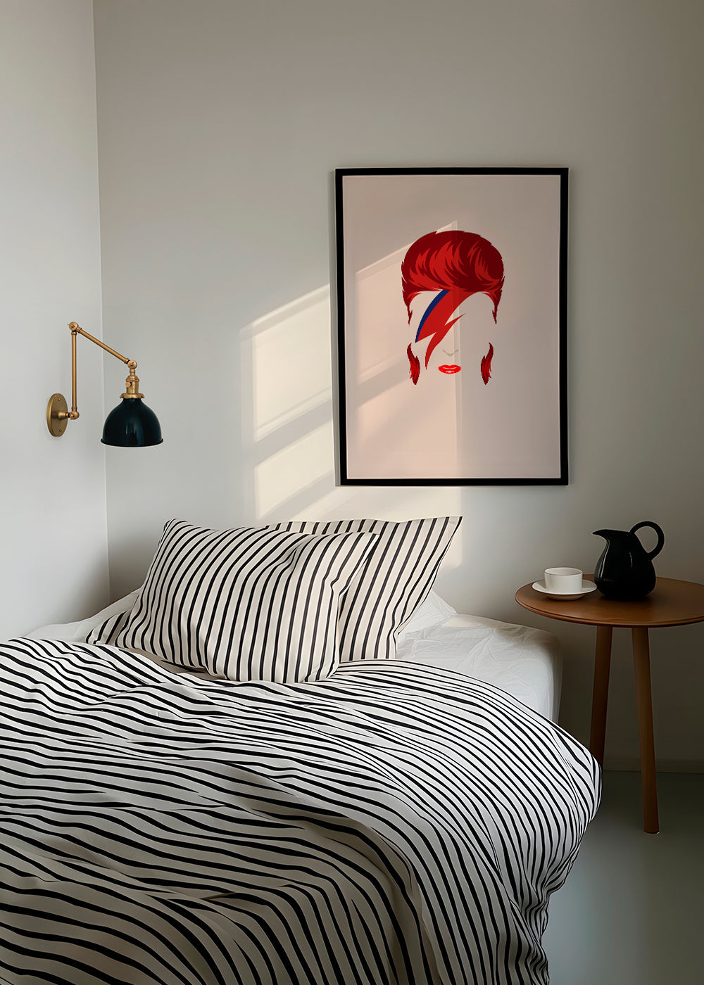 Pop-portretillustratie met bliksemsignatuur