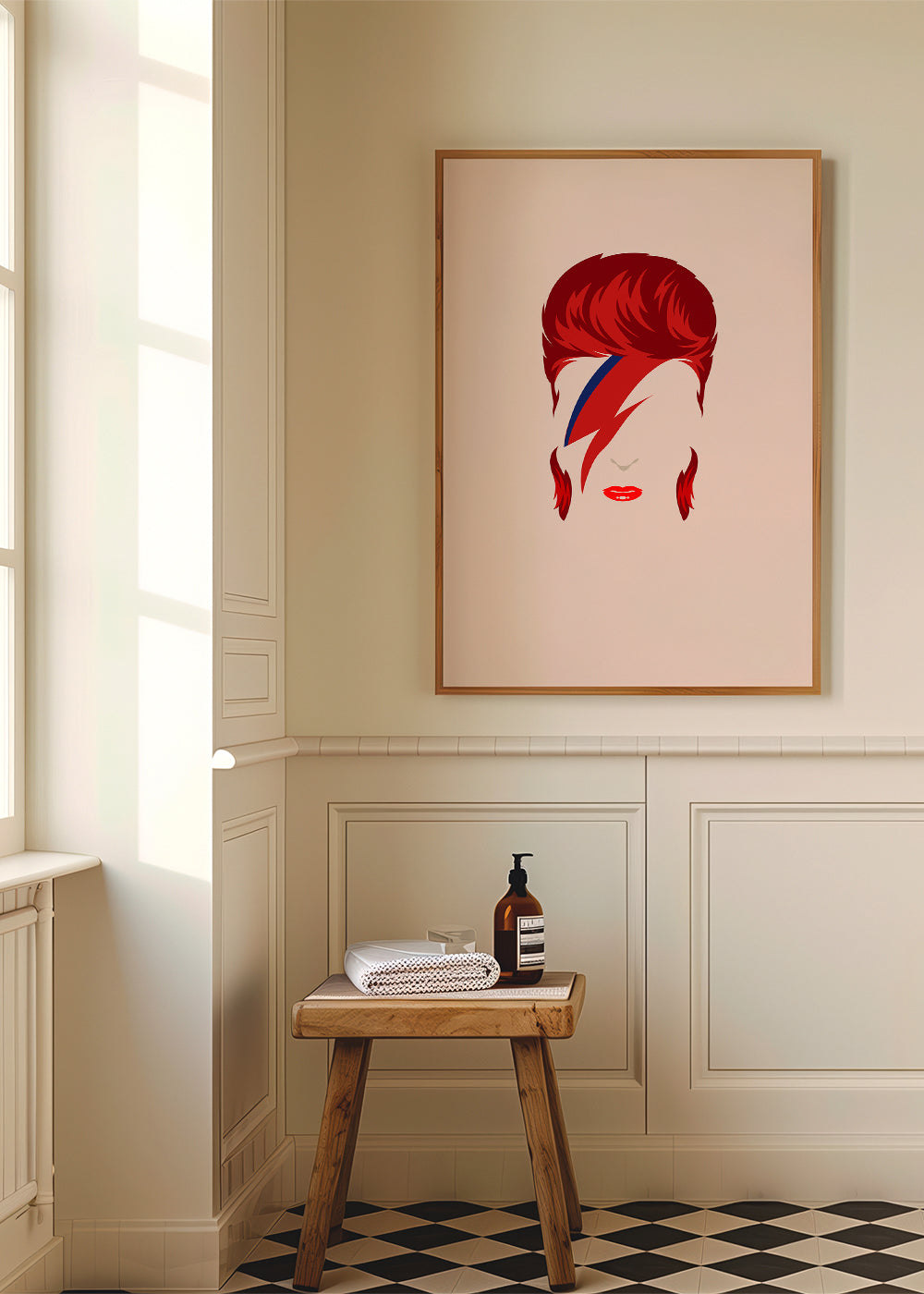 Pop-portretillustratie met bliksemsignatuur