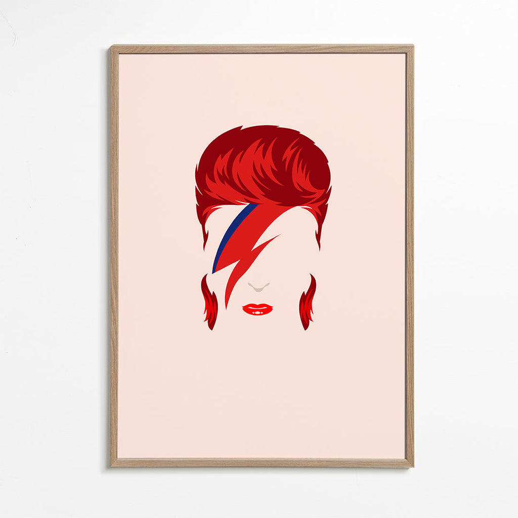 Pop-portretillustratie met bliksemsignatuur