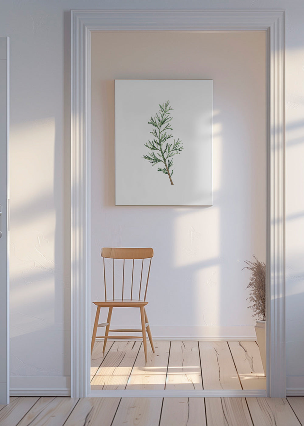 Botanische print: rozemarijn tak aquarel
