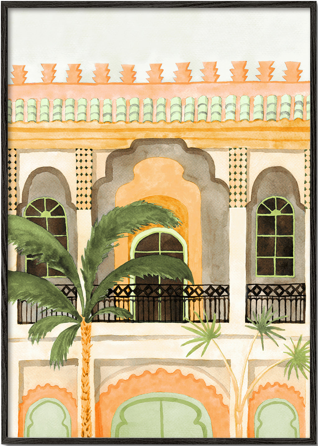 Keuken kunst: riad-gevel in aquarel