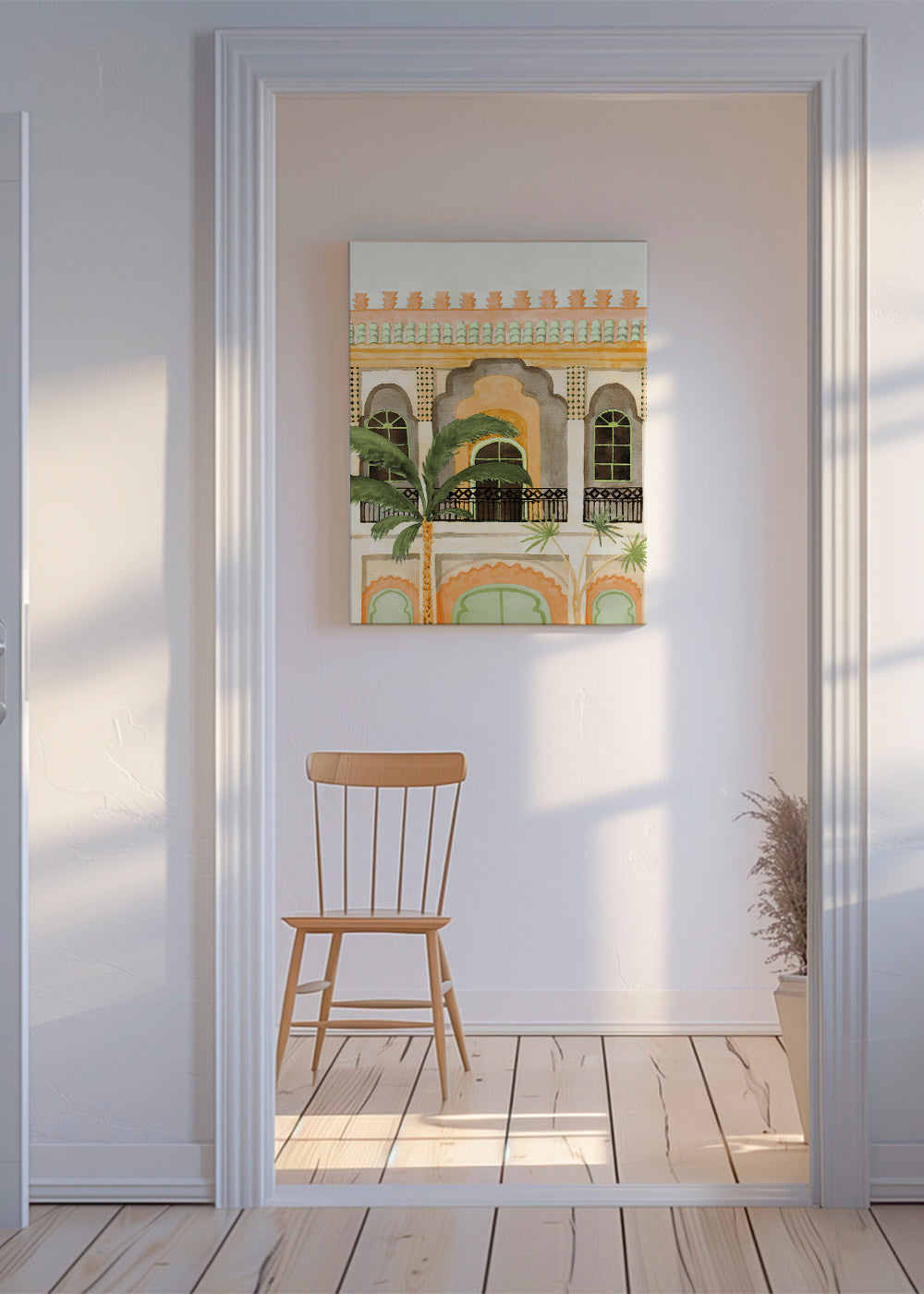 Keuken kunst: riad-gevel in aquarel
