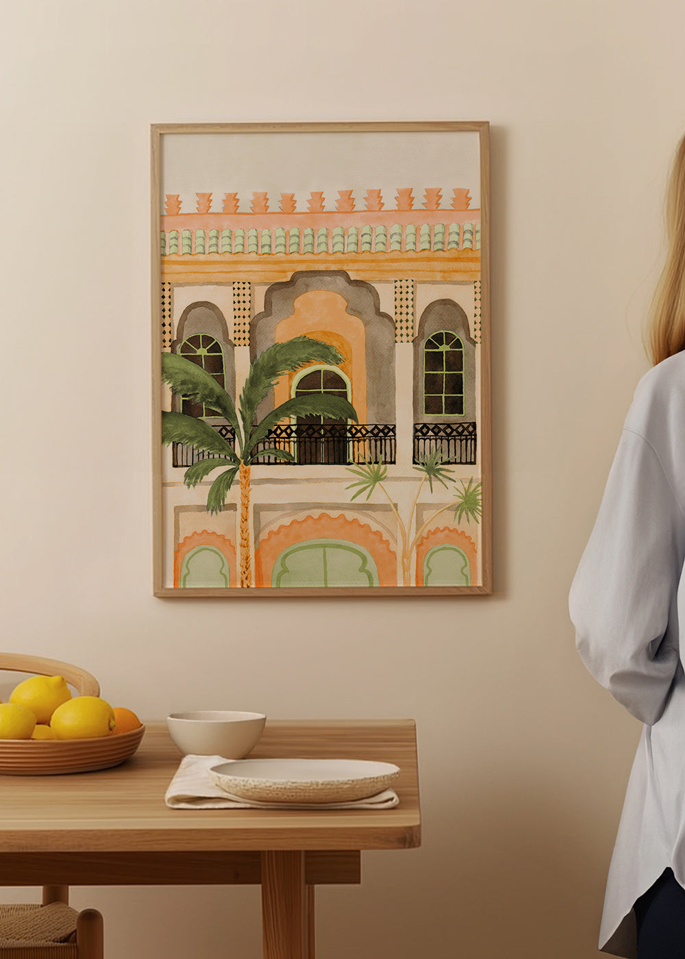 Keuken kunst: riad-gevel in aquarel