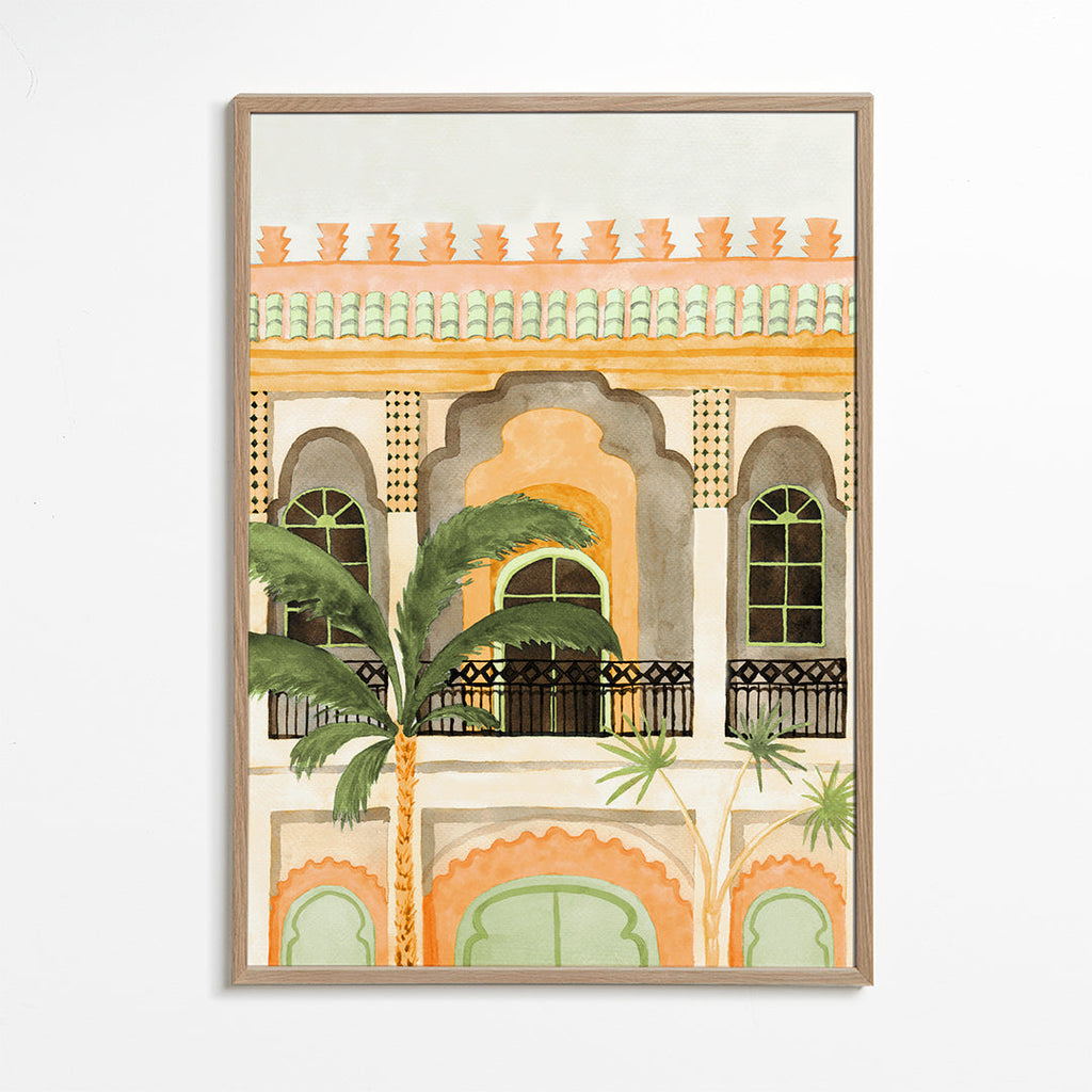 Keuken kunst: riad-gevel in aquarel