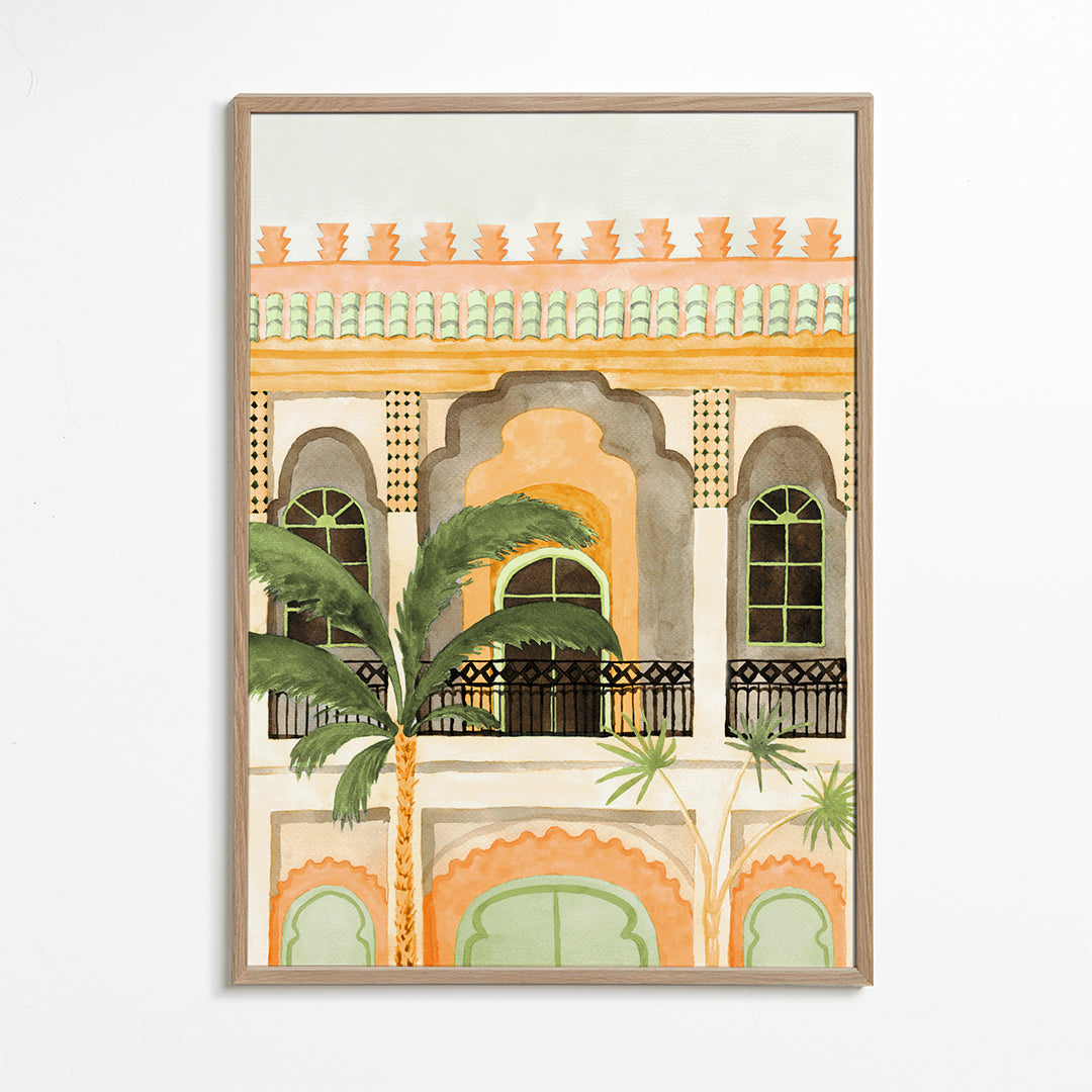 Keuken kunst: riad-gevel in aquarel