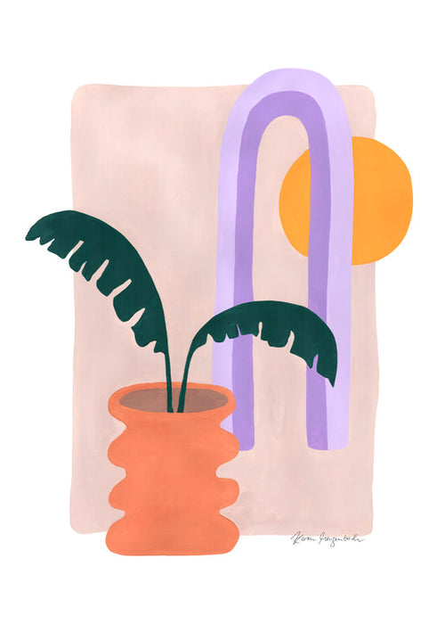 Botanische print met plant in terracotta pot