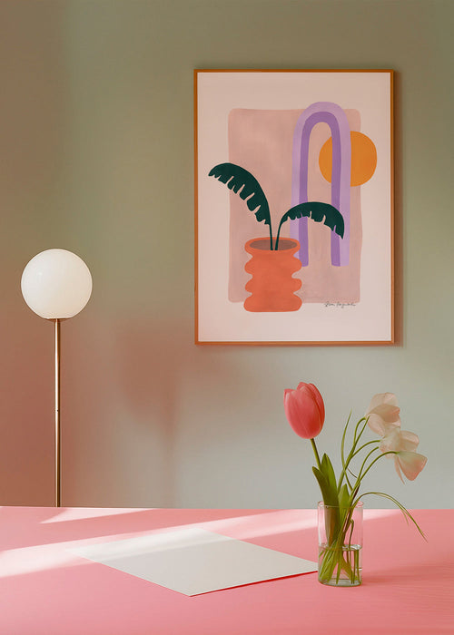 Botanische print met plant in terracotta pot