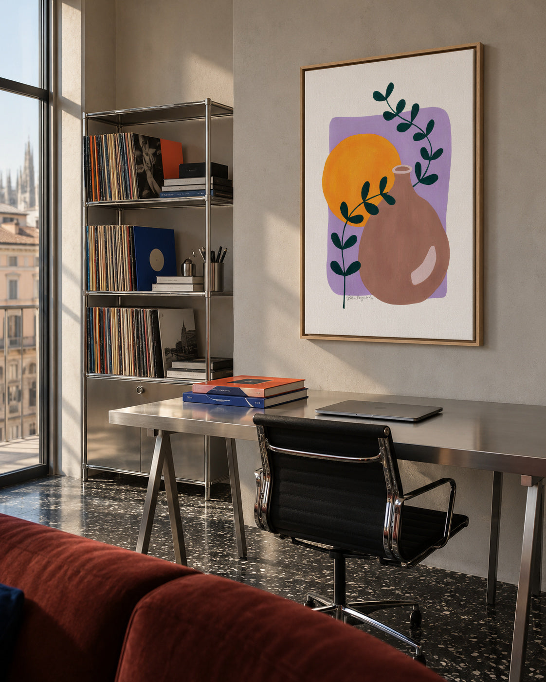 Branch & Sunshine - Framed canvas in an interior