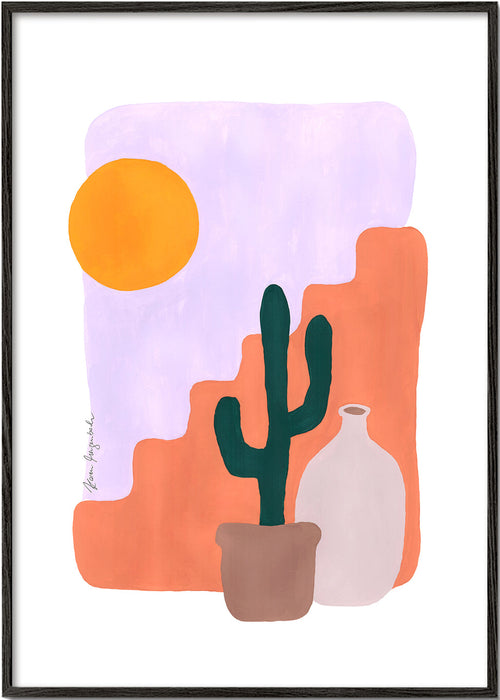 Botanische poster: cactus en zon minimalistisch