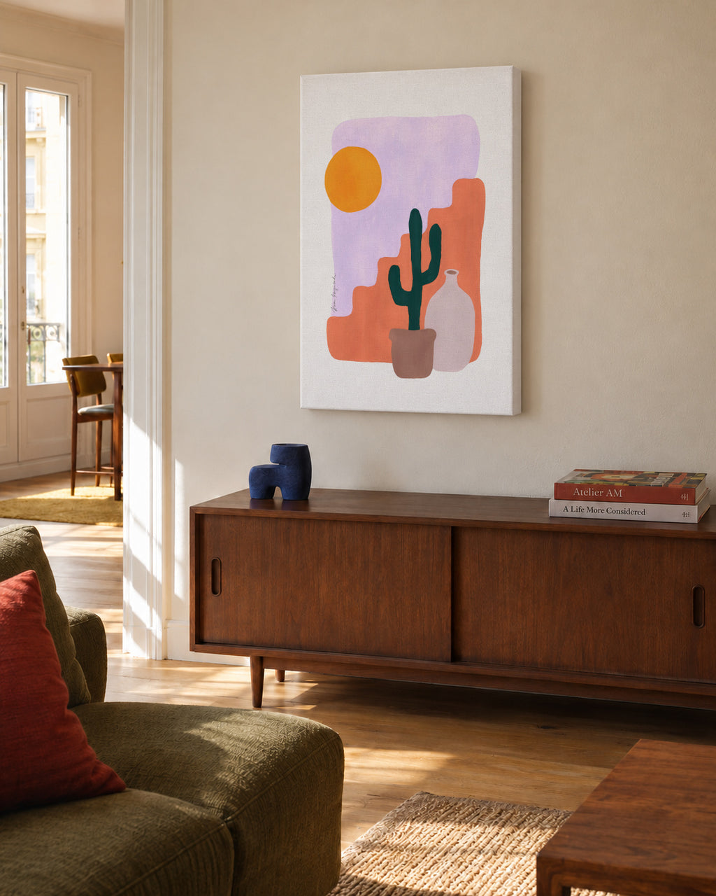 Cactus & Sunshine - Unframed canvas in an interior