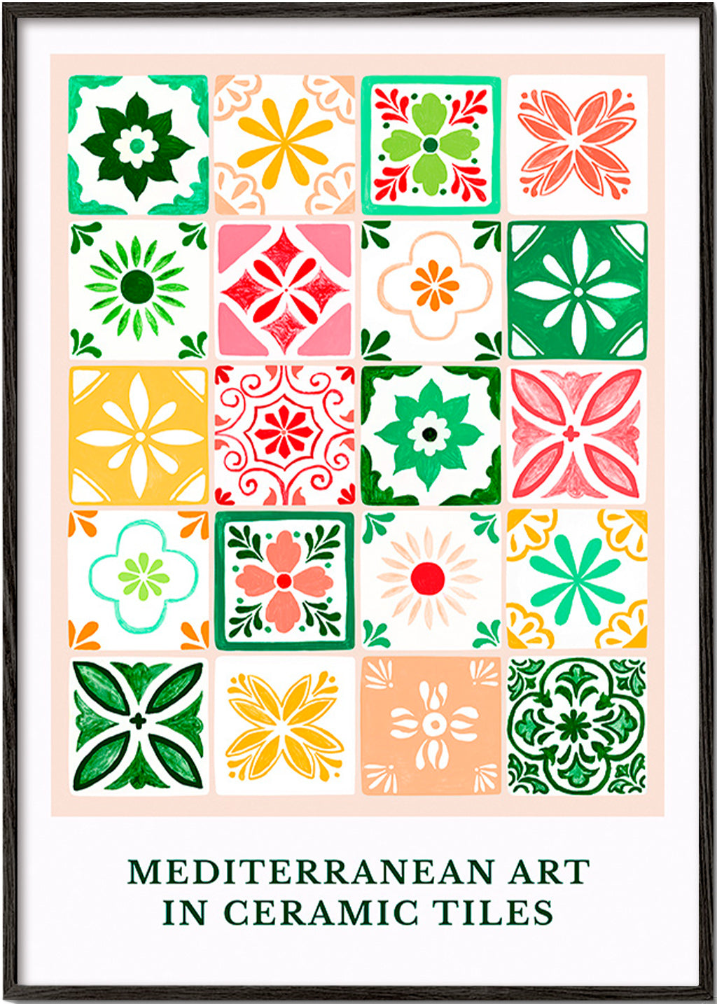 Botanische print met mediterrane tegelmotieven