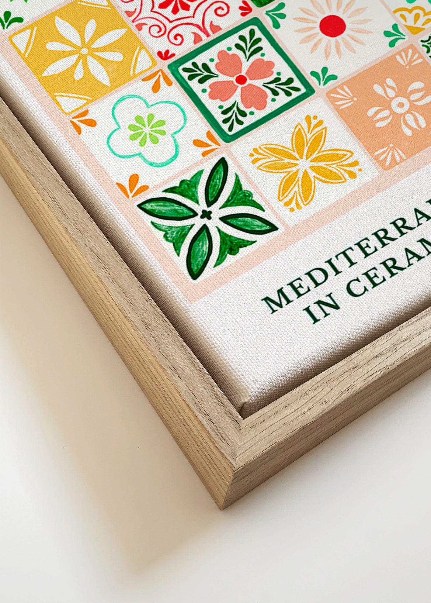 Botanische print met mediterrane tegelmotieven
