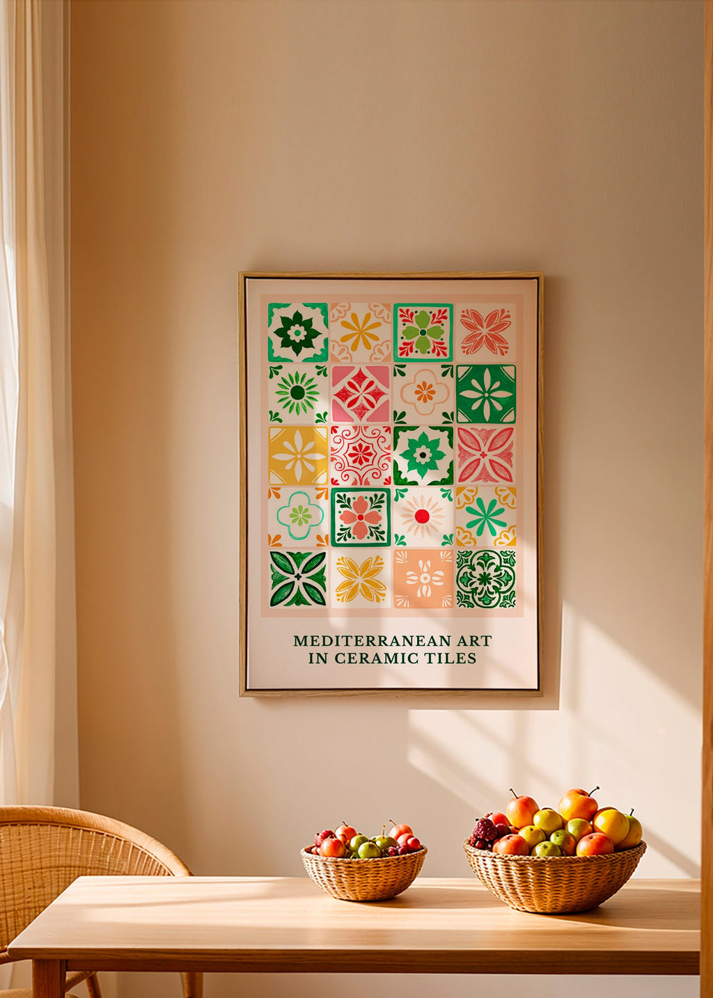 Botanische print met mediterrane tegelmotieven