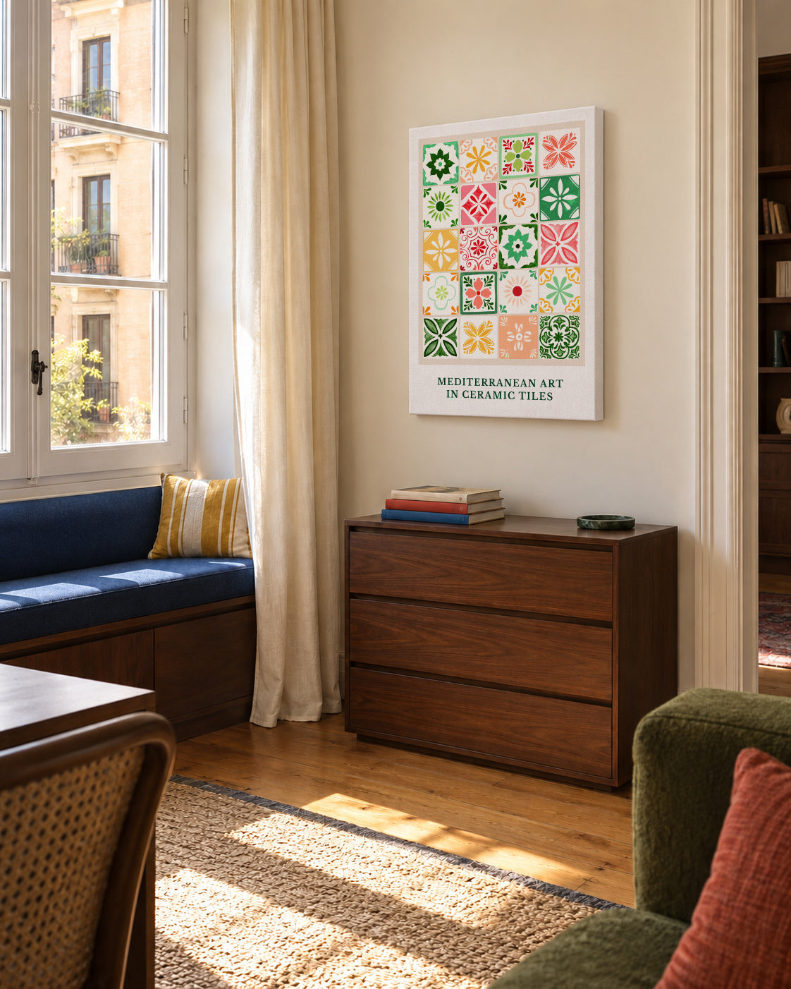 Mediterranean Tiles - Unframed canvas in an interior