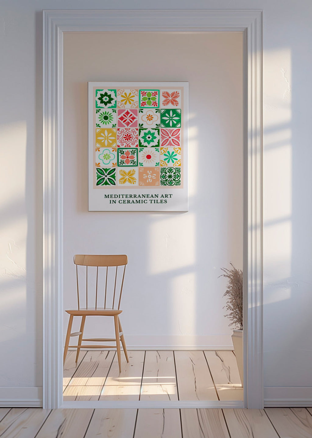 Botanische print met mediterrane tegelmotieven