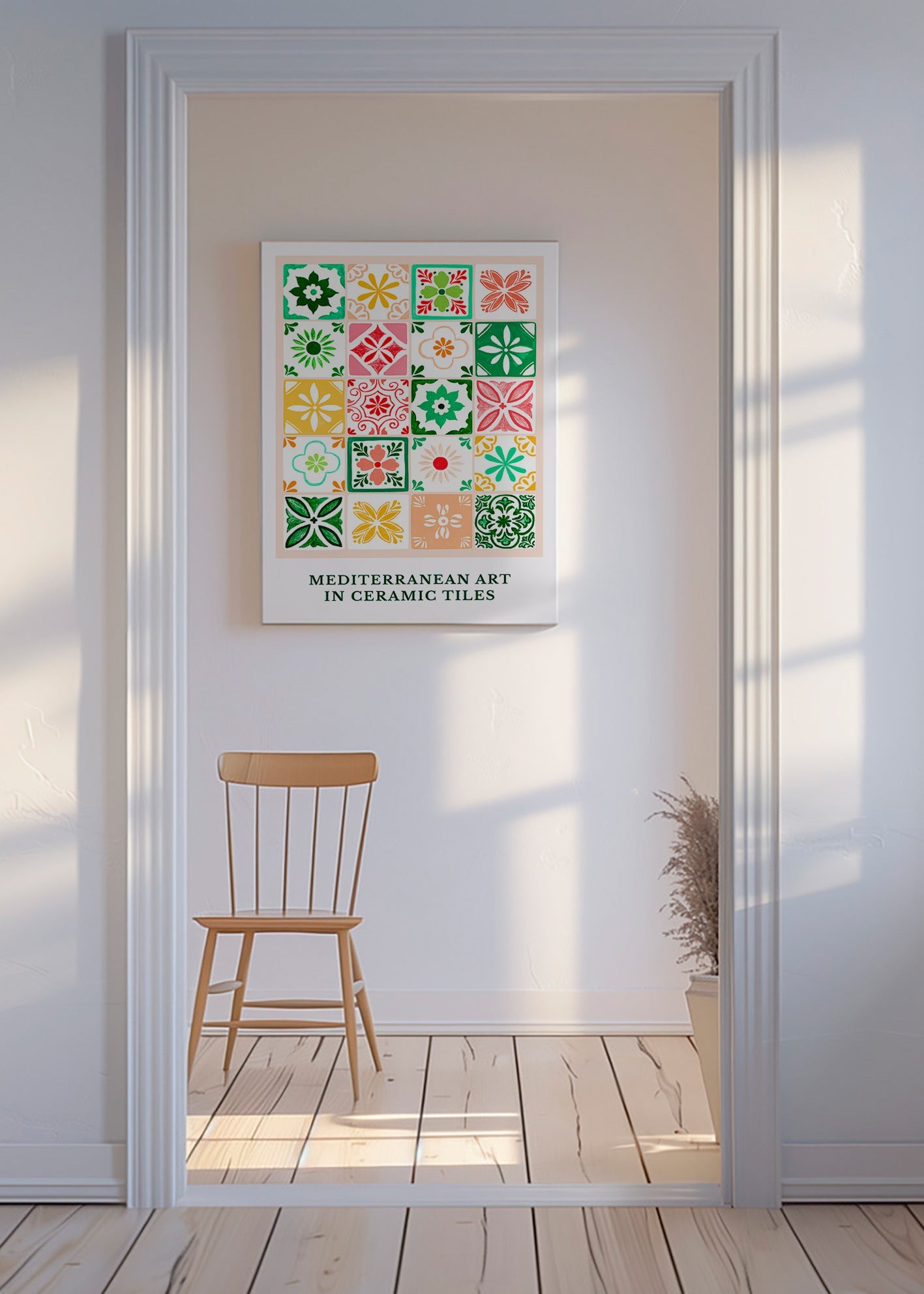 Botanische print met mediterrane tegelmotieven