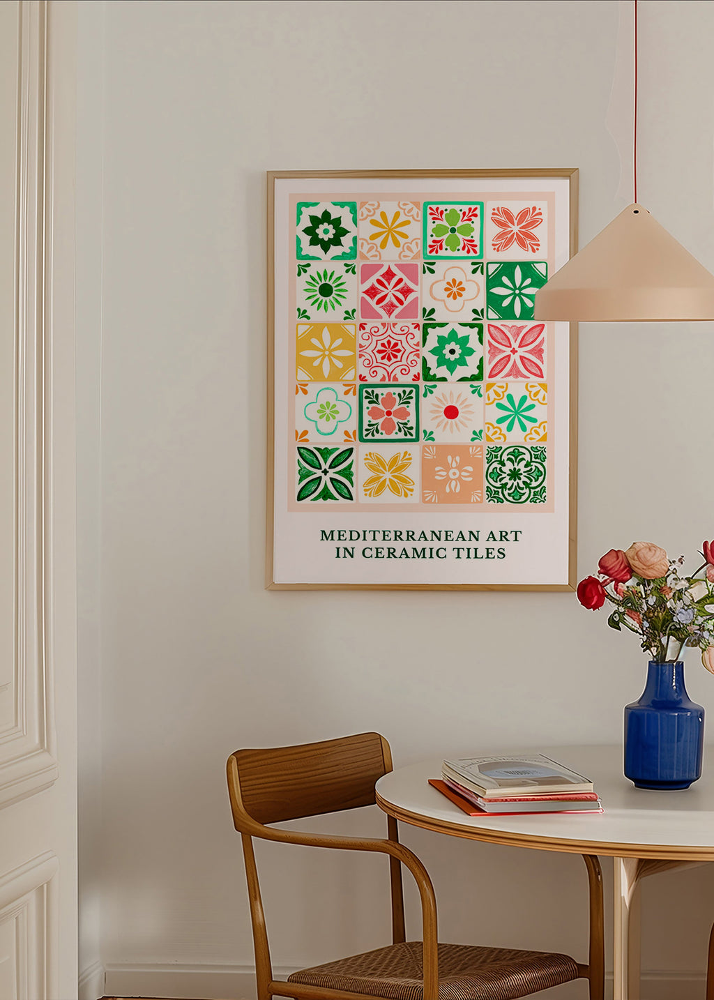 Botanische print met mediterrane tegelmotieven