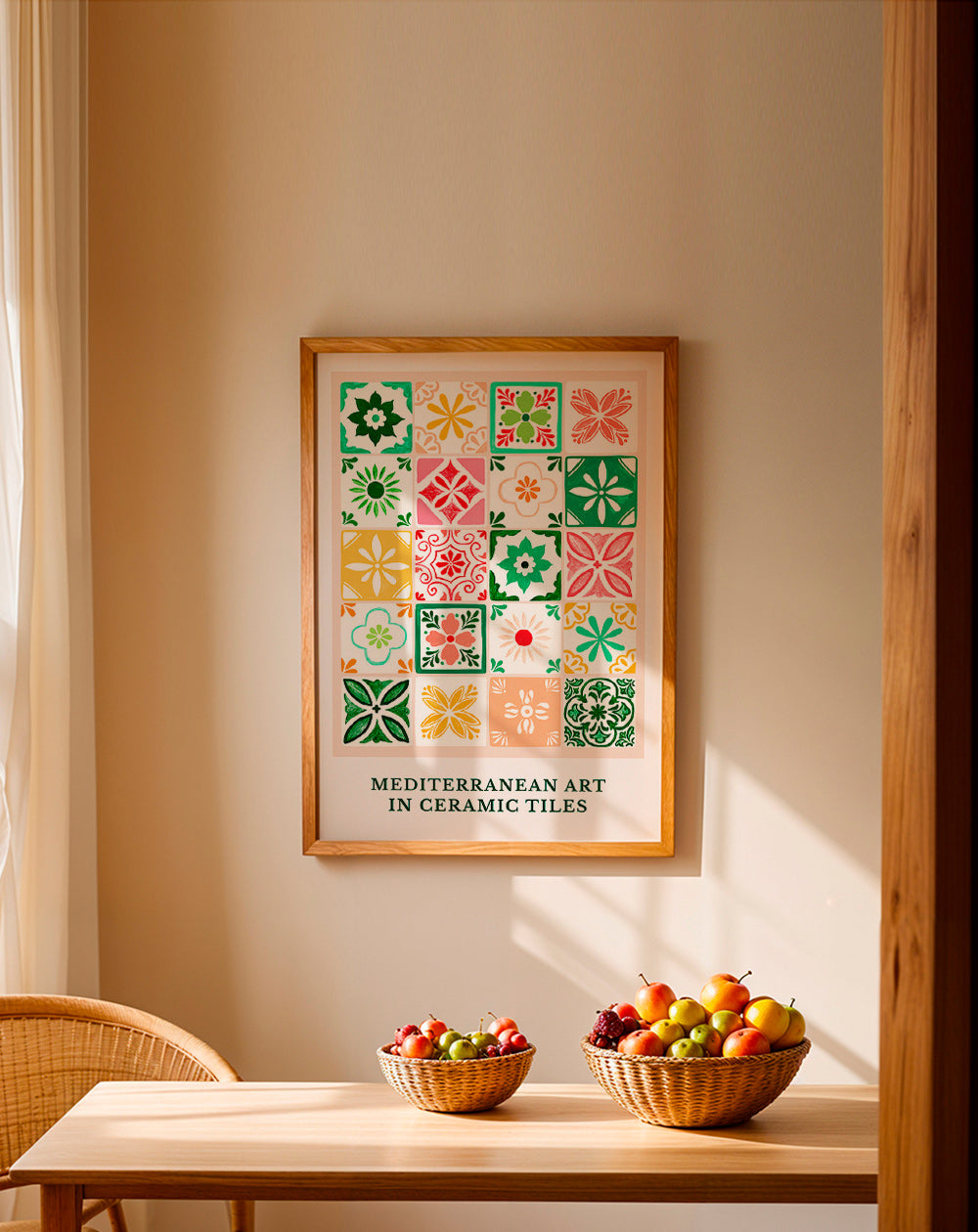 Botanische print met mediterrane tegelmotieven