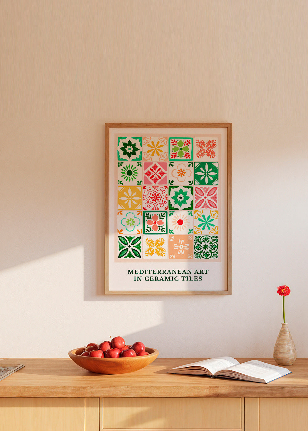 Botanische print met mediterrane tegelmotieven