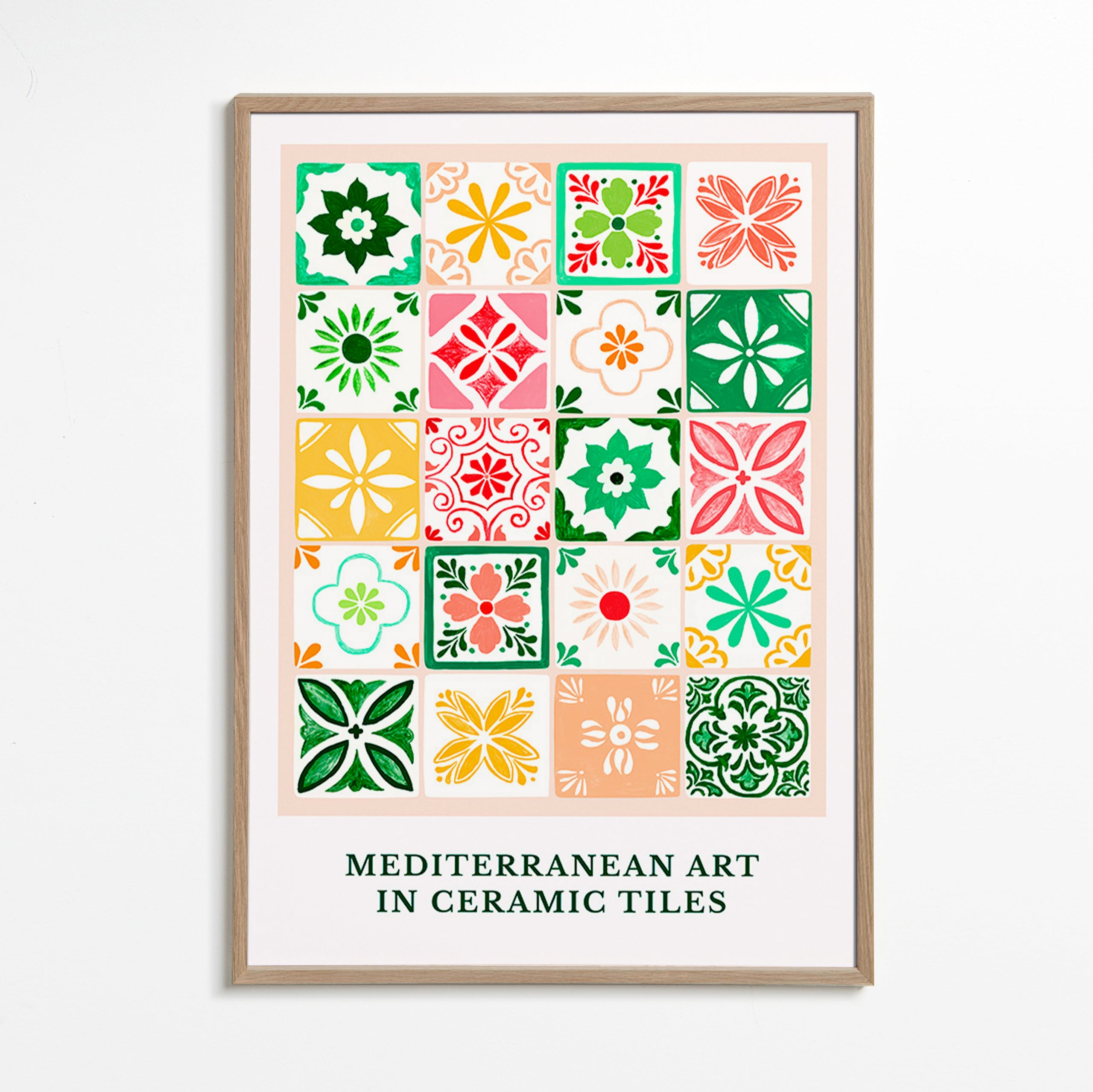 Botanische print met mediterrane tegelmotieven