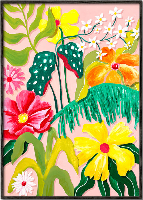 Botanische print met levendige bloemen