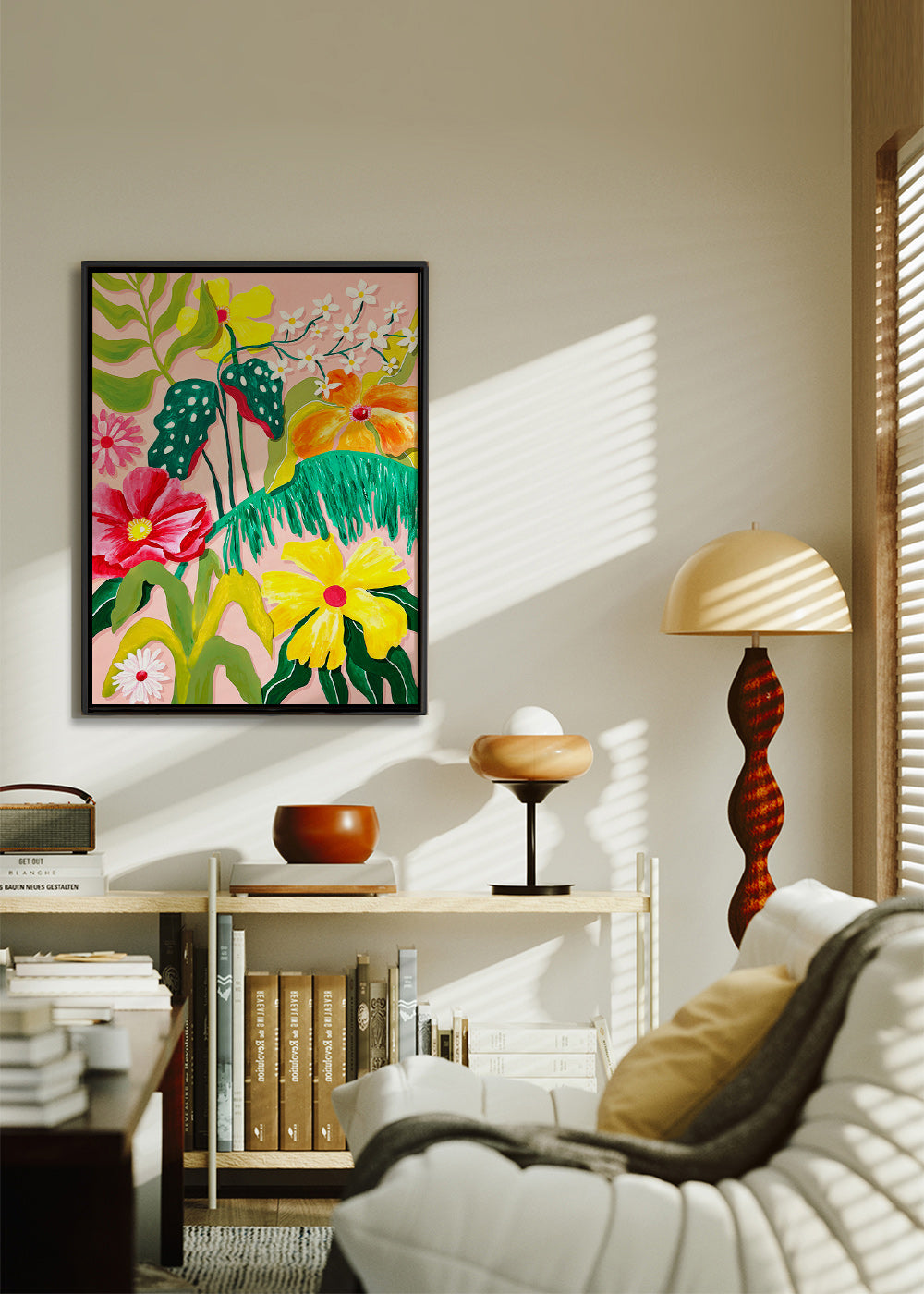 Botanische print met levendige bloemen