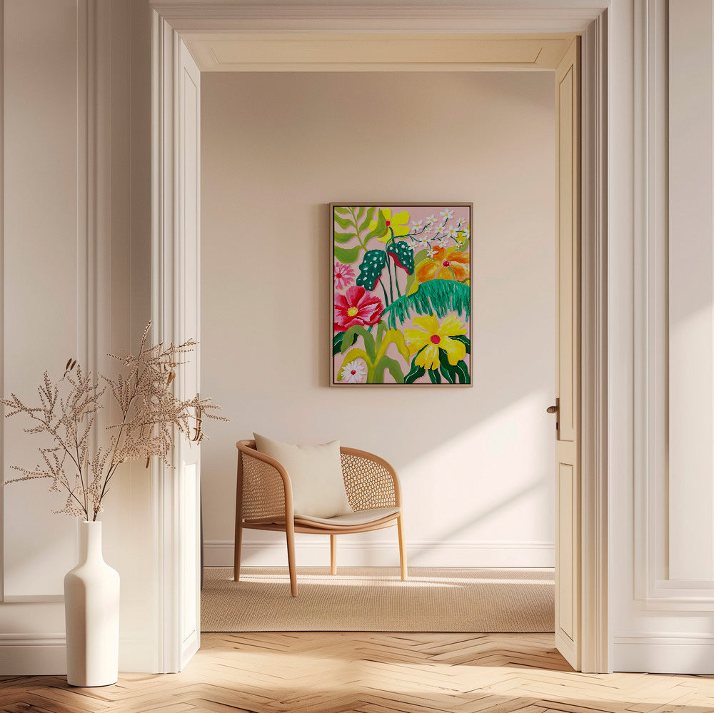 Botanische print met levendige bloemen