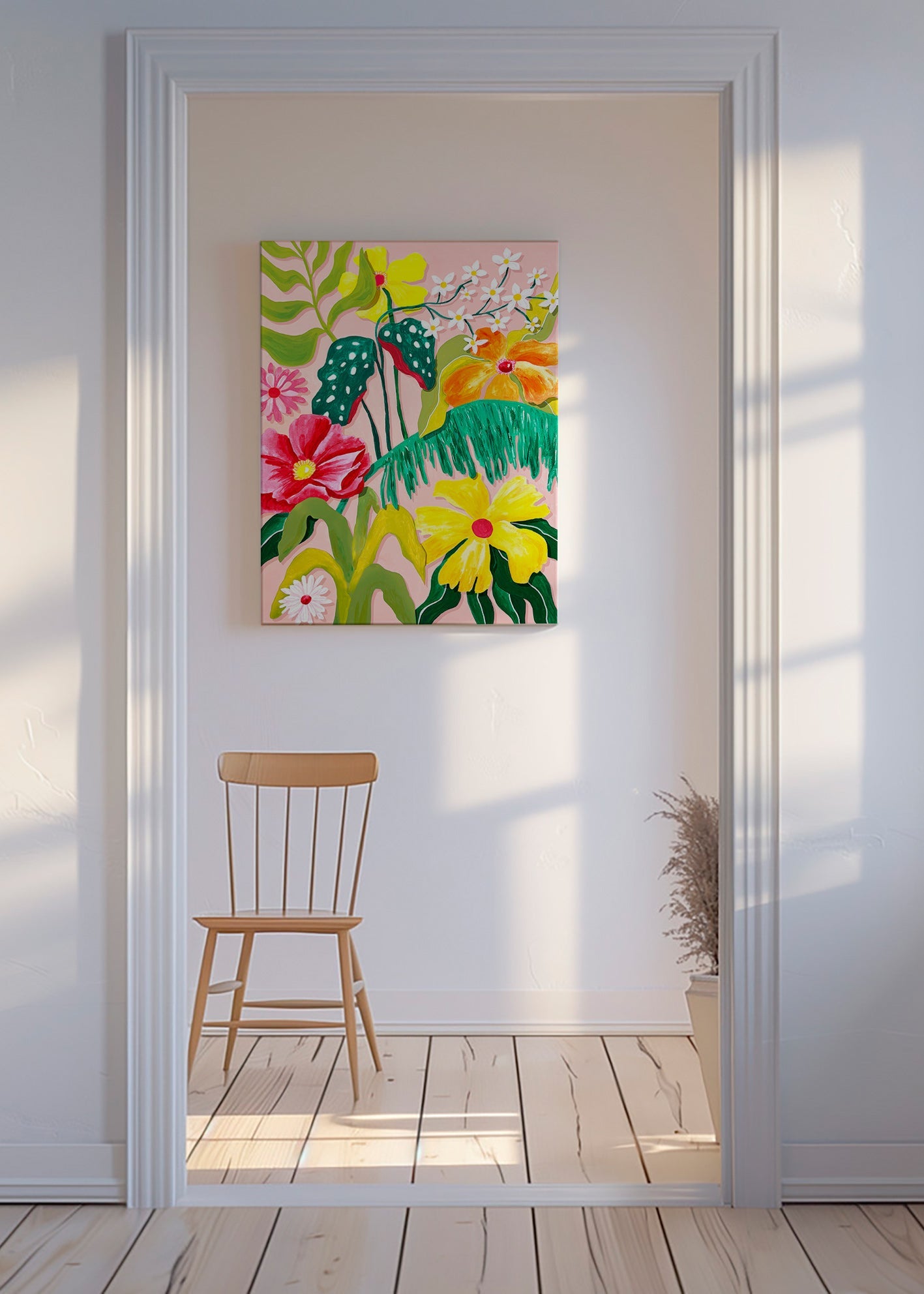Botanische print met levendige bloemen