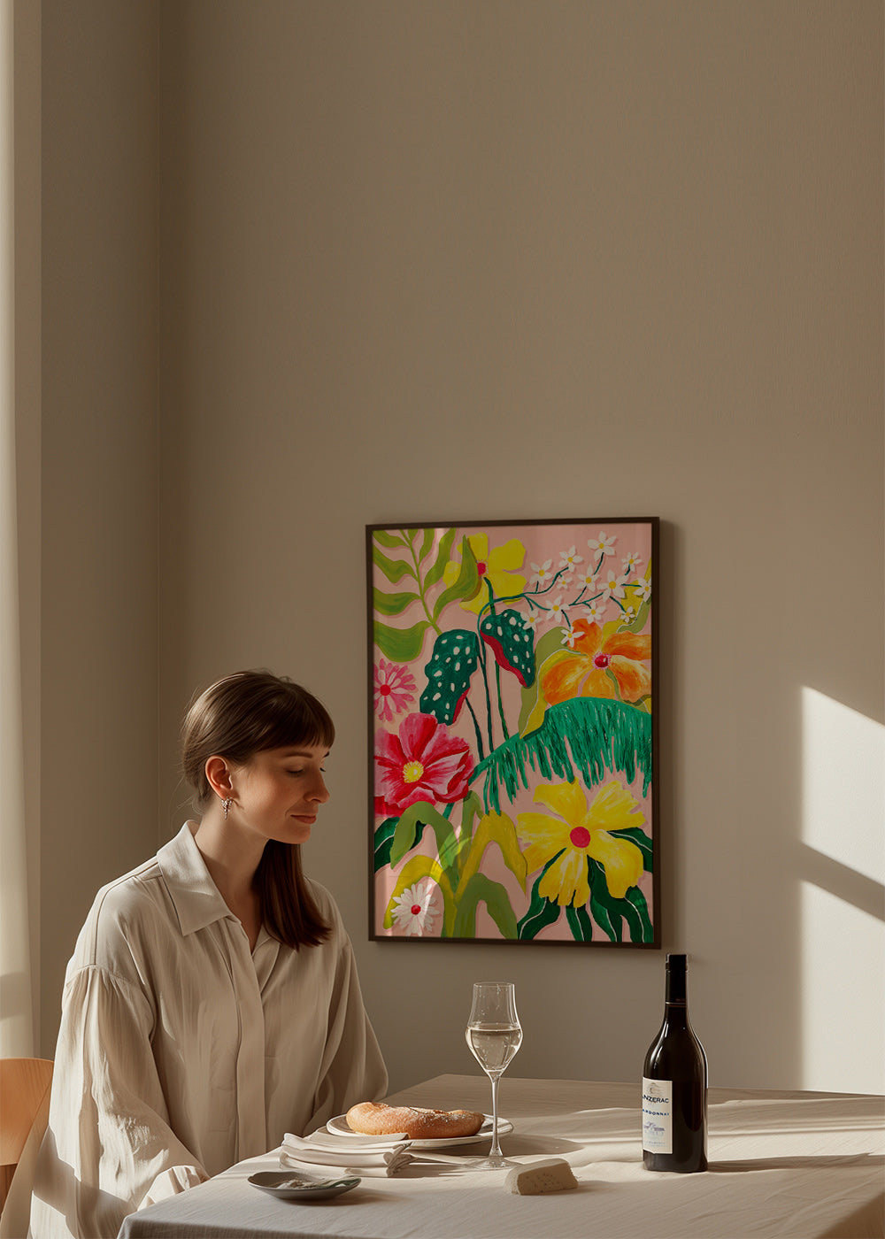 Botanische print met levendige bloemen