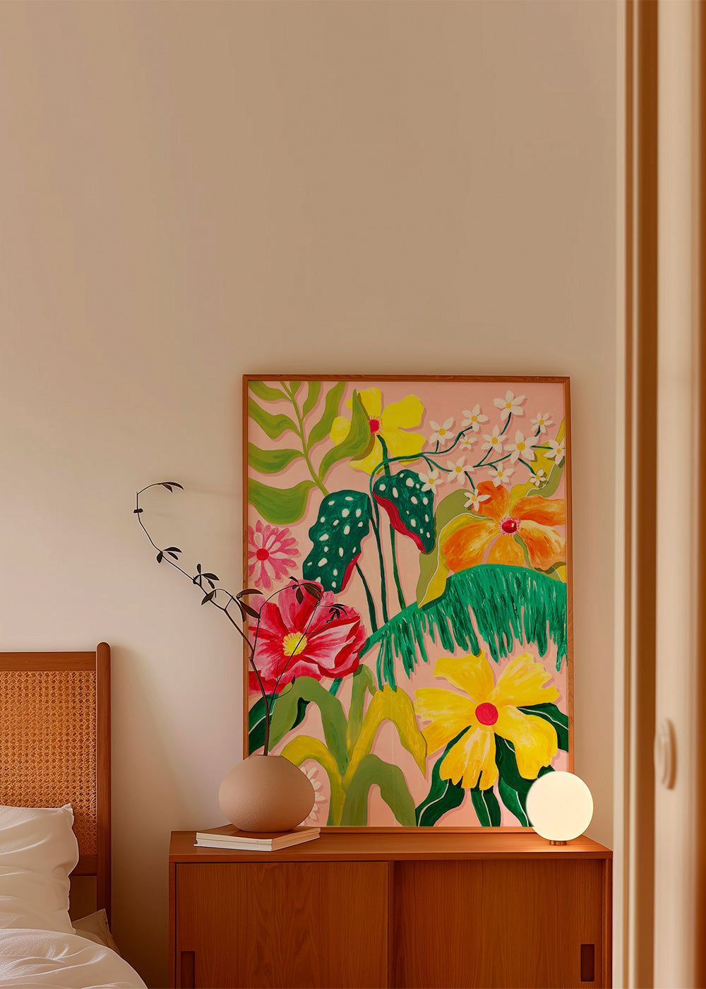 Botanische print met levendige bloemen