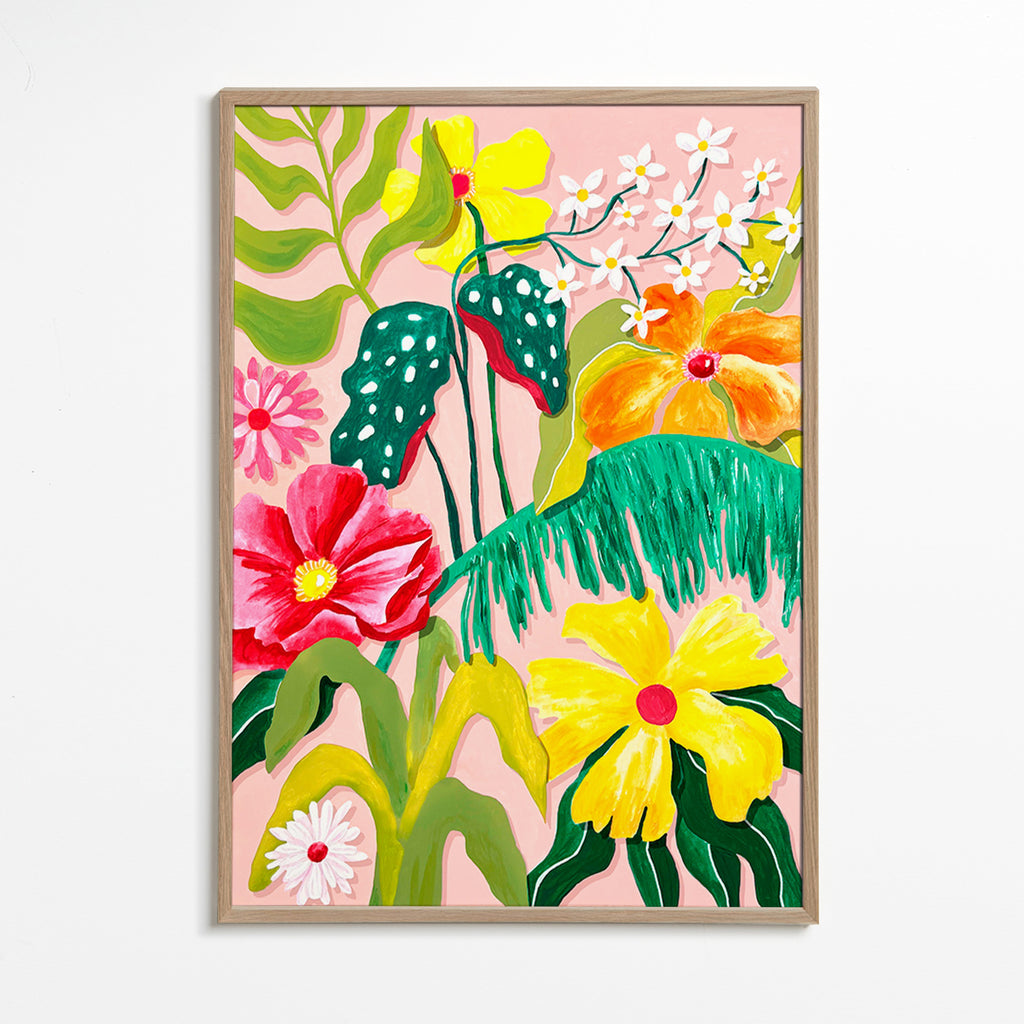 Botanische print met levendige bloemen