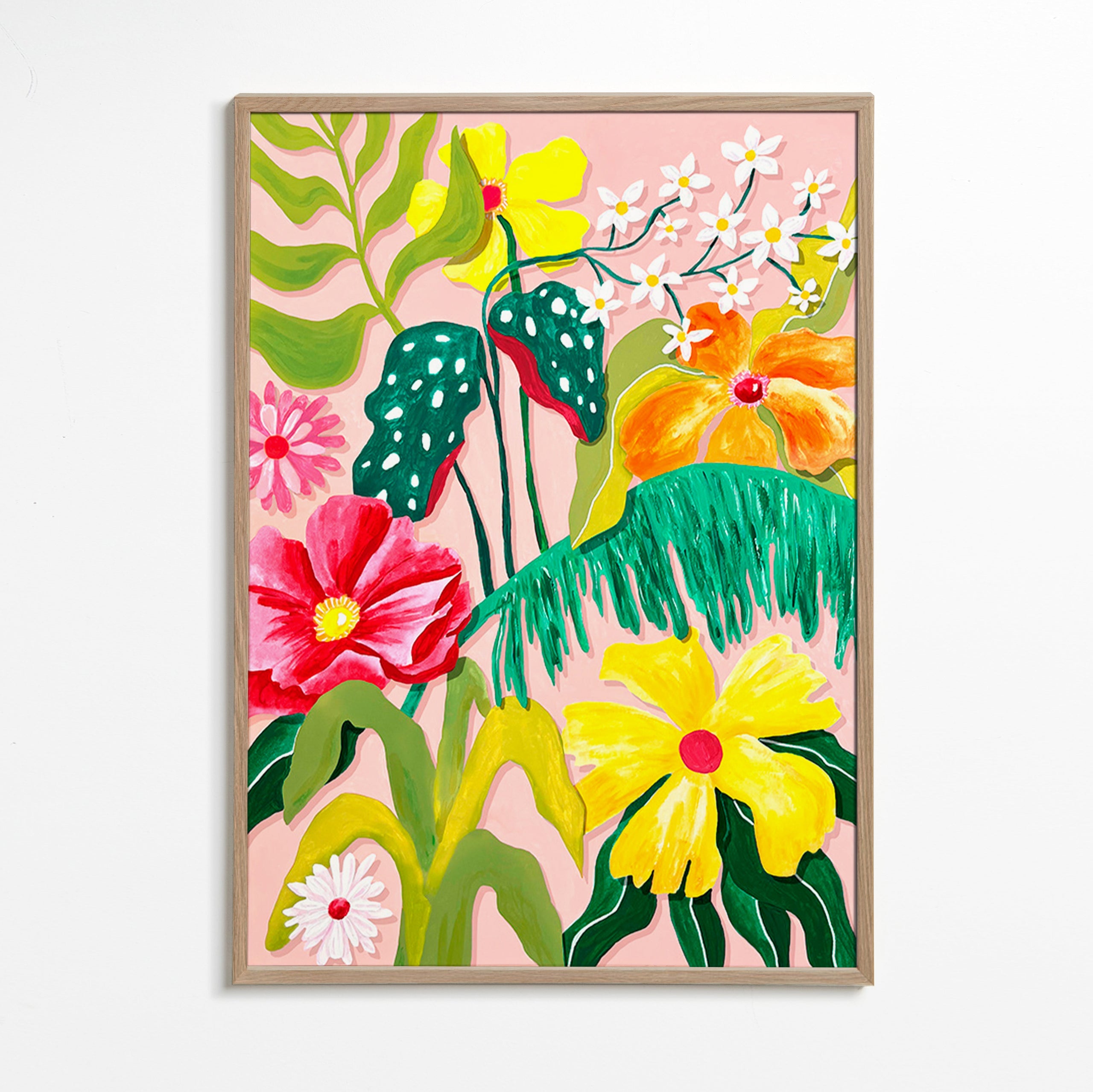 Botanische print met levendige bloemen