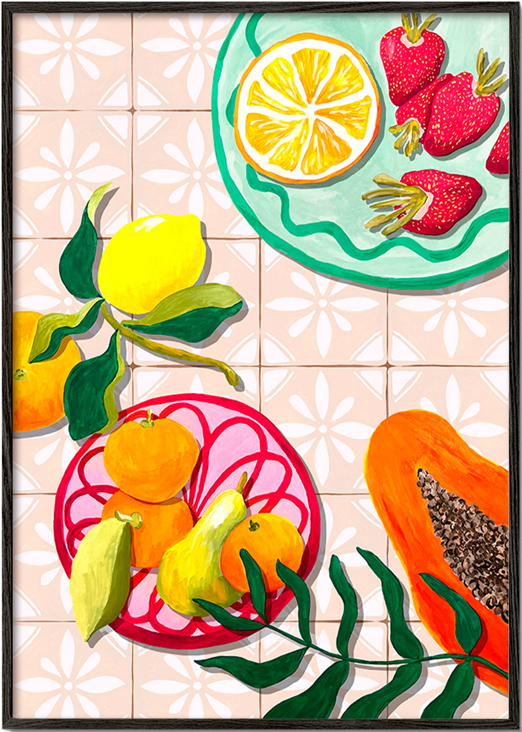 Keuken kunst met fruit en keramiek