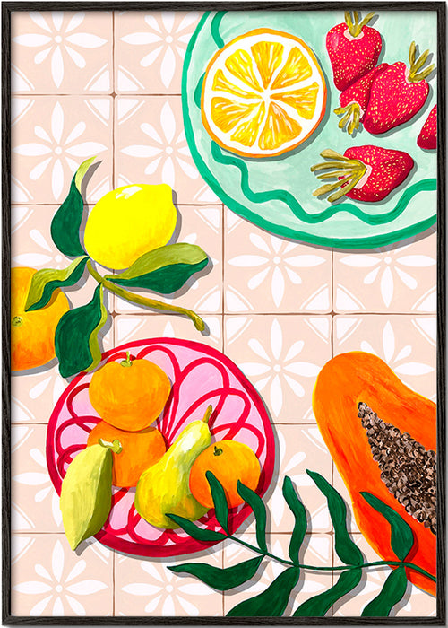 Keuken kunst met fruit en keramiek