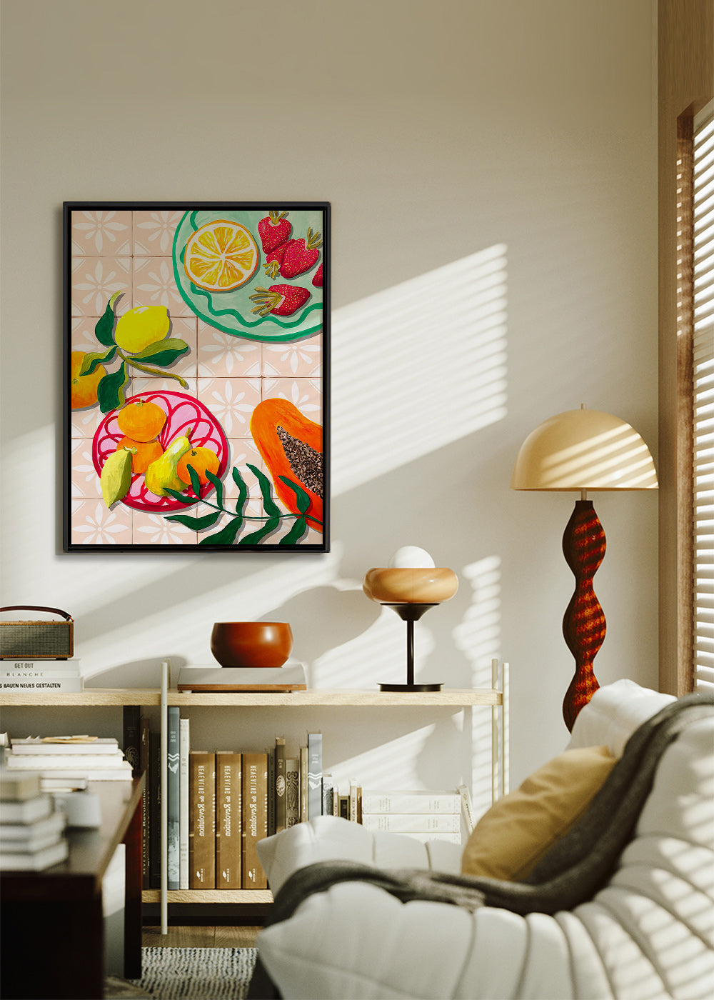 Keuken kunst met fruit en keramiek