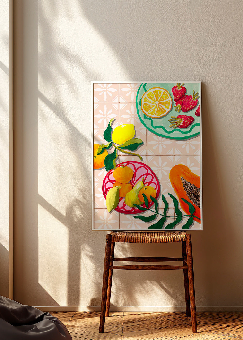 Keuken kunst met fruit en keramiek