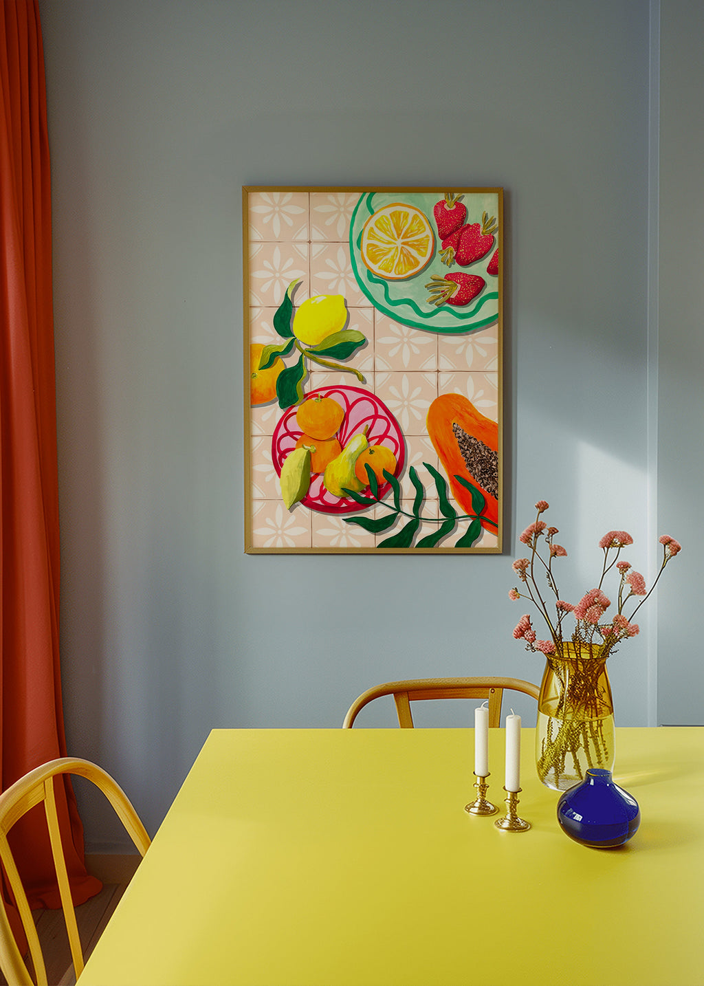 Keuken kunst met fruit en keramiek