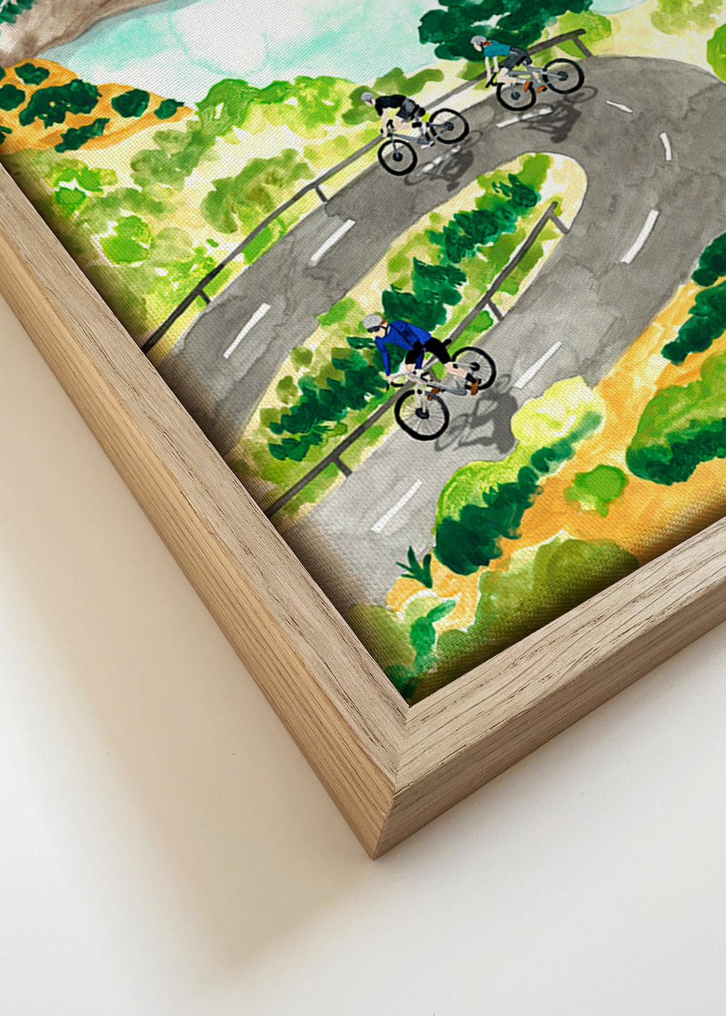 Sportkunst met fietsers aan de kust