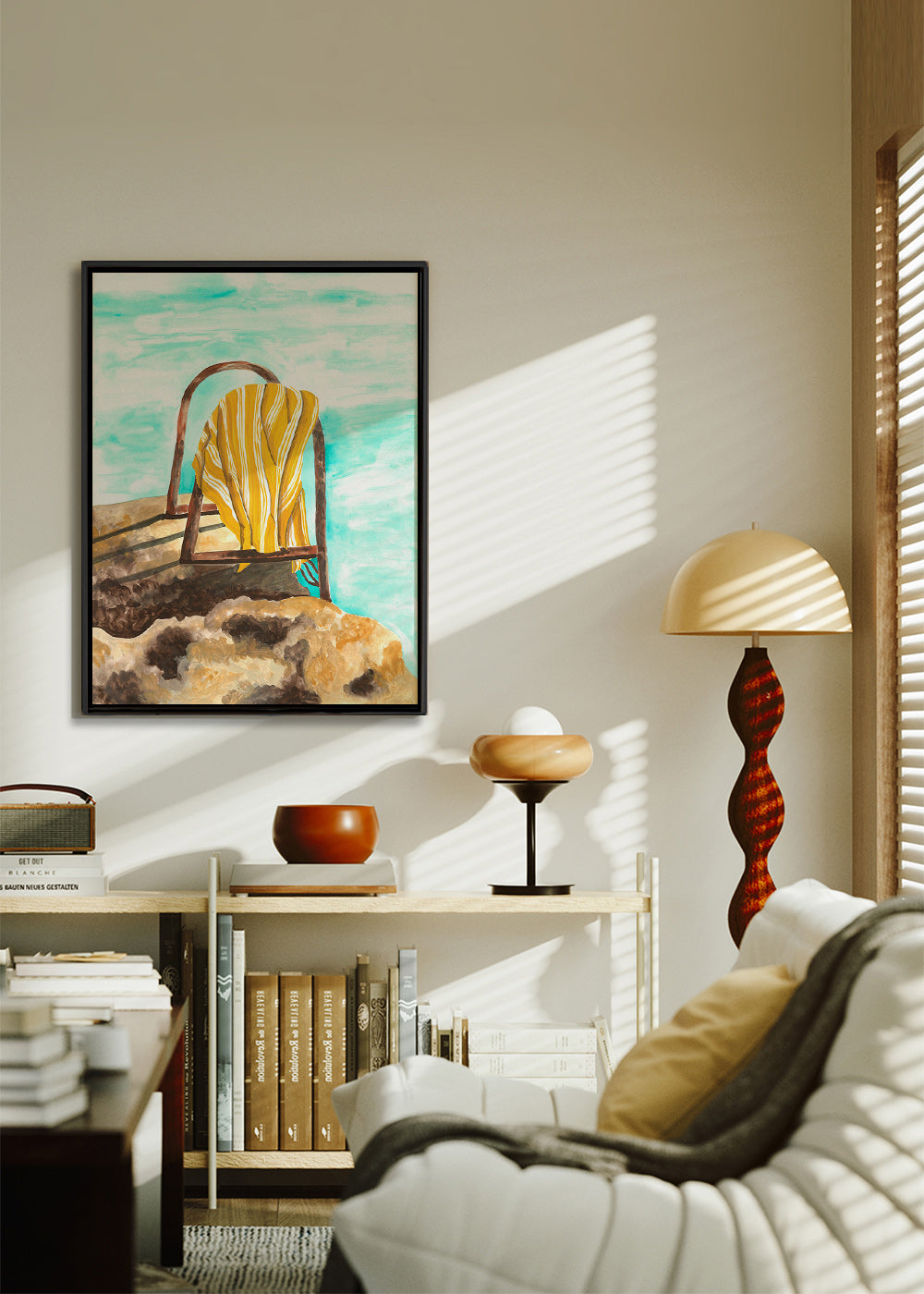 Landschapskunst met ladder en handdoek