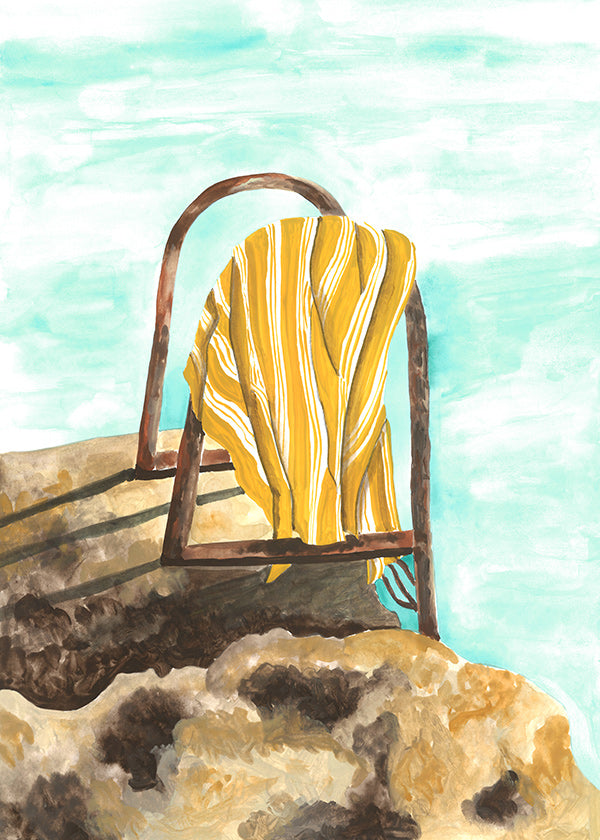 Landschapskunst met ladder en handdoek