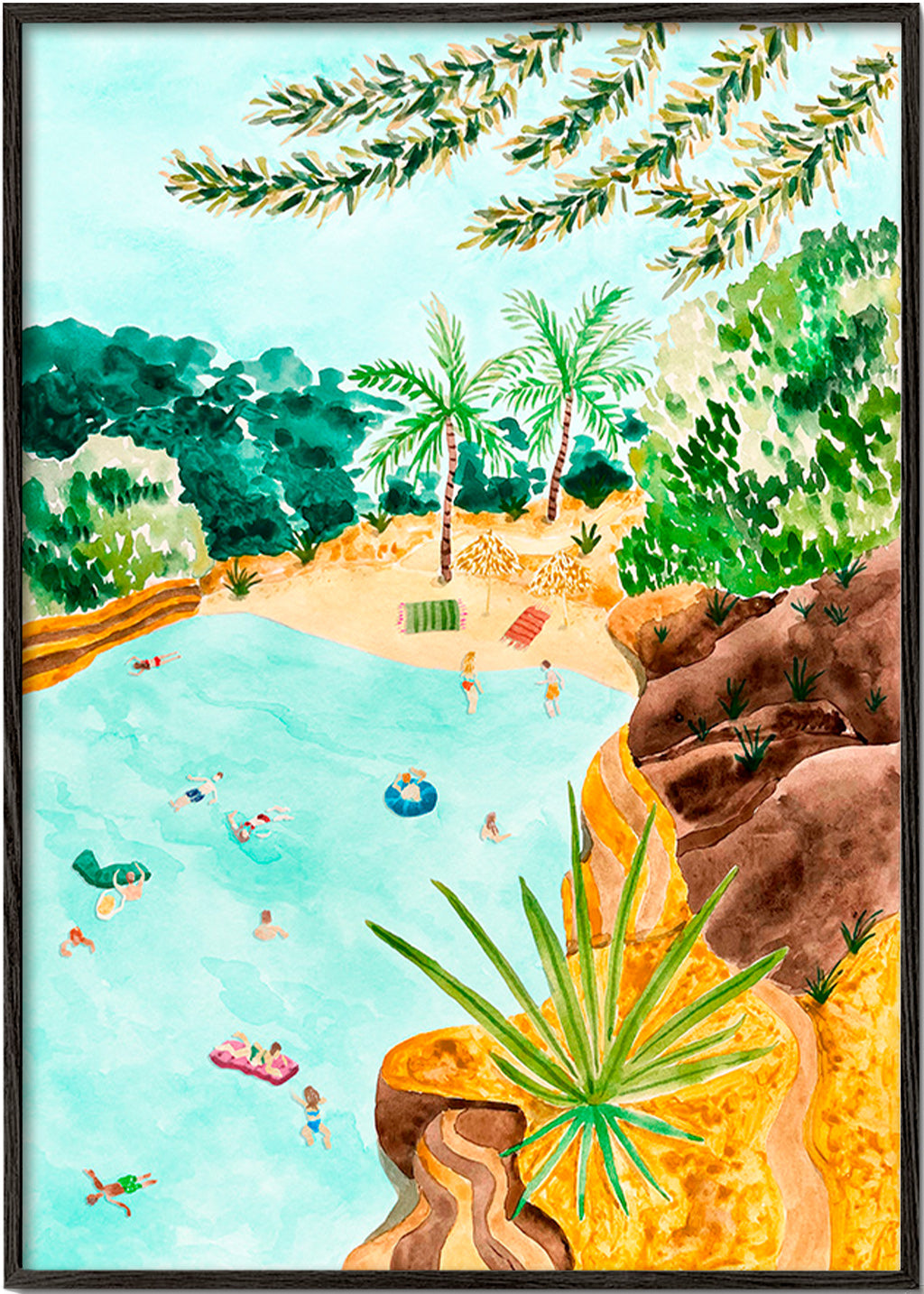 Landschap kunst Kustbaai illustratie