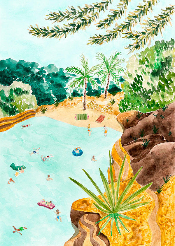 Landschap kunst Kustbaai illustratie